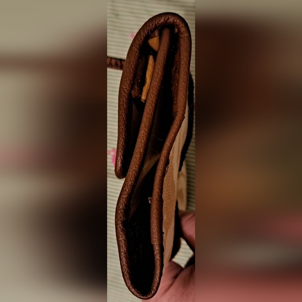 EUC Spartina 449 Beige Leather & Linen Jewelry Travel Vacation Roll Case Pouch - Picture 7 of 8